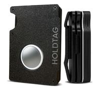 HOLDTAG Men's Minimalist Wallet for Airtag - Slim Card Holder with Anti RFID Blocking, Slim Card Holder, Small Wallet, Bill Band, Locator Case (Tracker Not Included), Black/White, Pequeña de 10