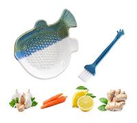 Holdyfine YM01 Fish Ceramic Grater with Brush: Ginger, Garlic, Apple, Baby Food, Chocolate Easy to Clean 12x9x3cm