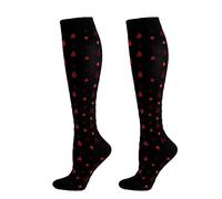Hole 1 Pair Unisex Compression Knee High Socks Heart Design Funny Gift for Teen Girls Cotton Pregnancy Sport Flight Fleece Ski, Red Watermelon, S