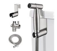 [Hole] Bidet Wall Spray Kit for Toilet, Hand Sprayer Toilet Mounting, Stainless Steel for Pet Bathroom/Personal Hygiene/Bathroom (Silver)