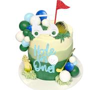 Hole In One Cake Topper Golf Cake Decorations Golf First Birthday Decorations Cart Flag Green Blue Ballos for Golf Theme Party Supplies