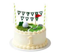 Hole in One Cake Toppers, 1 First 1st Golf Birthday Cake Decorations, Green Flag Cupcake Toppers for Boys Sports Theme 1 First 1st Birthday Party Supplies Baby Shower Food Bar Decorations