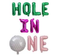 Hole In One Golf Letter Balloon Kit 1st Birthday Party Balloon Banner First Birthday Party Decor Country Club Golf Birthday Party(Pink Hole In One)