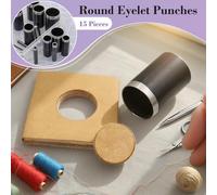 Hole Punch Set - 15 Pieces Round Eyelet Alloy Steel Punching Tools | Leather Working Craft Belt Strap Dies | Tailors Cobblers Shoemakers Upholstery Designers Bag Costume Creation