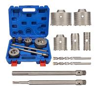 Hole Saw Cutter Kit, 9Pcs Carbon Steel Concrete Hole Saw Drill Bit with Shank 30mm 40mm 65mm 80mm 100mm Hole Opener Cut Bit Kit, Hole Saw for Drilling Soft Metal Wood