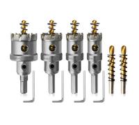 Hole Saw Josaton TCT Carbide Holes Saws for Metal 4Pcs hole Cutter Heavy Duty Industrial hole Saws with Titanium Pilot Drill Bit for Metal, Stainless Steel, Iron, Wood, Aluminium 19mm 22mm 29mm 35mm