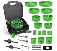 Hole Saw Set, 24PCS 19-152mm Hole Cutter Set Carbon Steel Downlights Drill Bit Tools for Soft Wood, Plasterboard, Plastic Ultra-Sharp Teeth Quick-Change Arbor, Includes Mandrel & Hex Key