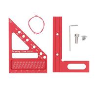 Hole Scribing Ruler | 22.5° - 90° Multi Angle Measuring Tool for Woodworking/Carpentry/DIY | Printed Graduated Lines & Alloy Aluminum | 6 Preset Angles with 1/4" Holes