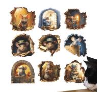 Hole Stickers, in A Hole Wall Sticker, Hole Wall, 9 Pieces Animal Hole Wall Stickers Removable Wall Decals,Funny Wall Decorations Home Skirting Board Funny