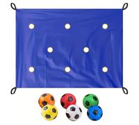 Hole Tarp Team Building Game, Learning Fun Team Building Games with 6 Balls, Storage Bag, for Class Training, Camp Activities, Office Binding Blue 2 * 1.45m