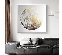 HOLEILUCK Abstract Golden Art Canvas Painting Gold Foil Moon Art Poster Canvas Prints Big Size Wall Pictures for Living Room Decor 75x75cm(30x30in) Unframed