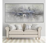 HOLEILUCK Abstract Landscape Wall Art Canvas Painting Grey Oil Paintings Large Horizontal Hang Picture Decor Living Room 75x150cm(29.53x59.06in) Withframe