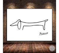 HOLEILUCK Abstract Line Style Picasso Dachshund Dog Minimalist Art Black Framed Wall Prints Picture for Living Room Home Decor 40x75cm/16x30inch With-Black-Frame