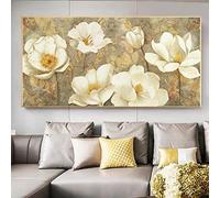 HOLEILUCK Big Size Oil Painting Flower Abstract Decor Picture Art on Canvas Modern House Decoration Art Stretched and Framed 90x170cm(35.43x66.93in) With Frame