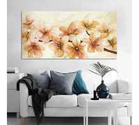 HOLEILUCK Big Size Oil Painting Flower Abstract Decor Picture Art on Canvas Modern House Decoration Art Stretched and Framed 90x170cm(35.43x66.93in) With Frame