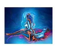 HOLEILUCK Blue couple love skills Canvas Painting Abstract On The Wall Art Posters for Living Room Modern Home Decor Pictures 80x137cm(31.5x53.9in) Withframe