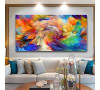 HOLEILUCK Colorful Landscape Canvas Painting Large Size Modern Abstract Artwork Posters Printing Frameds Wall Art for Huge Decor 75x150cm(29.53x59.06in) Withframe