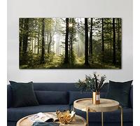 HOLEILUCK Forest Green Tree Sunshine Landscape Painting on Canvas Prints Wall Art for Living Room Pictures Big Size Home Decor 80x175cm/31x69in Unframed