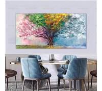 HOLEILUCK Four Seasons Lucky Tree Posters And Prints Canvas Painting Landscape Colorful Wall Pictures For Living Room Home Decor 60x140cm/24x55in With-Frame Ready to Hang