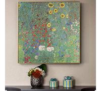HOLEILUCK Gustav Klimt Famous Canvas Paintings Reproductions Farm Garden with Sunflowers Canvas Art Prints Wall Decorative Pictures 35x35cm/14x14in Unframed