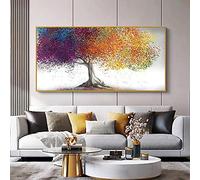 HOLEILUCK Happiness Tree Canvas Painting Colorful Tree Landscape Prints Extra Large Size Wall Art Pictures for Living Room Decor 55x115cm/22x45in Unframed Wall Art Prints