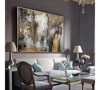 HOLEILUCK Large Abstract Pictures Painting On Canvas Gold Leaf Artwork Frameless Wall Art Prints Luxury Painting Home Decor 30x51in/75x130cm Unframed