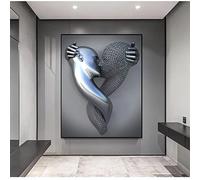 HOLEILUCK Metal Figure Statue Art Canvas Painting Romantic Abstract Black Framed And Prints Wall Pictures Modern Living Room 70x115cm/28x45inch With-Black-Frame Ready to Hang