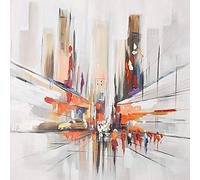 HOLEILUCK Modern Abstract Oil Painting on Canvas Wall Art Print Watercolor Streetscape Decorative Pictures for Living Room Decor 80x80cm(32x32in) Withframe