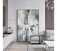 HOLEILUCK Modern Abstract Wall Art Painting Grey Steel Blue Expressionist Large Canvas Paintings Living Room Home Frameless Art 90x150cm/35x59in Unframed