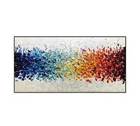 HOLEILUCK Paintings On Canvas Red Blue Abstract Artwork Oversized Art Paintings Modern Black Framed Wall Decor Stretched and Framed 60x125cm/24x49in With-Black-Frame Ready to Hang