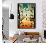 HOLEILUCK Salvador Dali Surrealism Poster Wall Art Canvas Painting Abstract Print Picture For Living Room Home Decoration Gift 80x145cm/31x57inch With Black Frame Ready to Hang