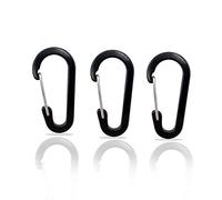 Holesto Set of 3 D Shape Carabiners, Carabiners Made of Lightweight Aluminium, Outdoor Carabiner, Key Hanger, Black / 6 cm