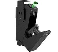 HOLEWOR Gun Safe,Biometric Gun Safes for Pistols Drop Down Handgun Safe Mounted Single Pistol Safe with Fingerprint,Passcode Keypad,Key Access for Nightstand, Desk, Bedside, Vehicle