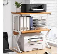 HOLGVE Desktop Printer Stand, Compact Printer Shelf, Multifunctional Floor Standing Printer Rack Storage Shelf, for Office Supplies Fax Scanner File Book(Brown,54x37x69cm)