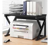 HOLGVE Desktop Printer Stand, Compact Printer Shelf, Multifunctional Floor Standing Printer Rack Storage Shelf, for Office Supplies Fax Scanner File Book(Black,54x35x35cm)