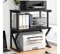 HOLGVE Desktop Printer Stand, Compact Printer Shelf, Multifunctional Floor Standing Printer Rack Storage Shelf, for Office Supplies Fax Scanner File Book(Black,54x37x69cm)