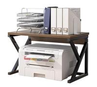 HOLGVE Desktop Printer Stand, Compact Printer Shelf, Multifunctional Floor Standing Printer Rack Storage Shelf, for Office Supplies Fax Scanner File Book(Walnut,54x35x35cm)