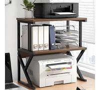 HOLGVE Desktop Printer Stand, Compact Printer Shelf, Multifunctional Floor Standing Printer Rack Storage Shelf, for Office Supplies Fax Scanner File Book(Walnut,54x37x69cm)