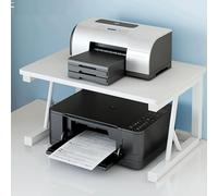 HOLGVE Desktop Printer Stand, Floor Standing Printer Table, Multifunctional Compact Office Printers Shelf, Storage Shelf for Small Spaces, for Office Supplies Fax Scanner File Book(White,10.6IN/27cm)