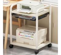 HOLGVE Mobile Stand, 2 Tier Printer Table, Printers Cart with Storage Shelf and Lockable Wheels, Under Desk Rolling Printers Shelf, for Printer,Copy And Scanner for Office(White)