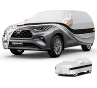 Holhtly Full Car Cover SUV Custom Fit for Toyota Highlander, Car Covers for Automobiles All Weather Waterproof Sun Snow Rain Wind Dust Protection, Outdoor Car Cover Gray Black