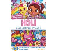 Holi Coloring Pages: Wow-Effect! Your name on every page - Holi coloring book - 6x9" - 50x Holi coloring page - Fantastic Gift