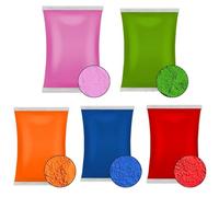 Holi Gulal Powder Water Soluble Natural Festival Photo Shoot Rangoli Colors Rainbow Powder holy Color Bag Photos Colorful Set Animals Baby Shower Wedding Summer Camps (Mix 5 Bag)