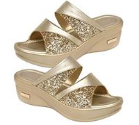 Holibanna 1 Pair Fish Mouth Wedges Womens Slippers Platform Sandals Chunky Sandals Thick Sole Sandal Fashion Bling Wedges Women Wedge Heels Summer Wedge Slipper Women's Casual Single Belt