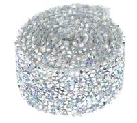 Holibanna 1 Roll Silver Clothes Diamond Ribbon Self Adhesive Glass Trim Good Texture for DIY and Making Bows Decorative Clothes Ribbons