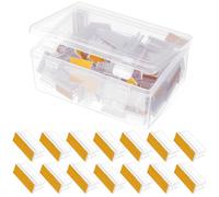 Holibanna 100pcs Acrylic Label Holders Small Name Tag Clips 25x13x11mm Self-Adhesive Price Tag and Sneeze Guard Brackets for Restaurant and Office Use