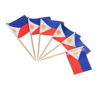 Holibanna 100pcs Philippines Flag Fruit Picks Disposable Wooden Toothpick Flags for Cake Decoration Party Desserts and Cocktail Toppers
