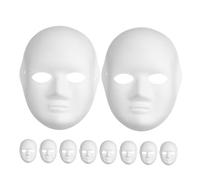 Holibanna 10pcs Blank White Paper Masks for DIY Painting Lightweight Breathable Full Face Pulp Masks for Halloween Carnival Cosplay Party Creative Craft Supplies for Women Men