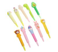 Holibanna 10Pcs Cute Cartoon Gel Writing Pens Portable Decompression Squeeze Pens for Teens Stress Relief Fun Party Favors Mixed Styles