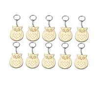 Holibanna 10pcs Cute Wooden Cartoon Animal Keychains Lightweight Pendant Keyring for Boys and Girls Owl Pattern Creative Keychain for Bags Belts and Zipper Pulls